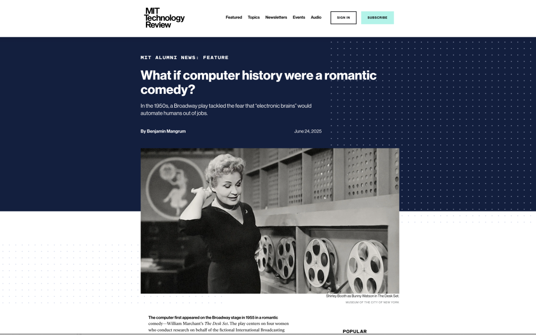 MIT Technology Review | Prof Ben Mangrum asks, “What if computer history were a romantic comedy?”